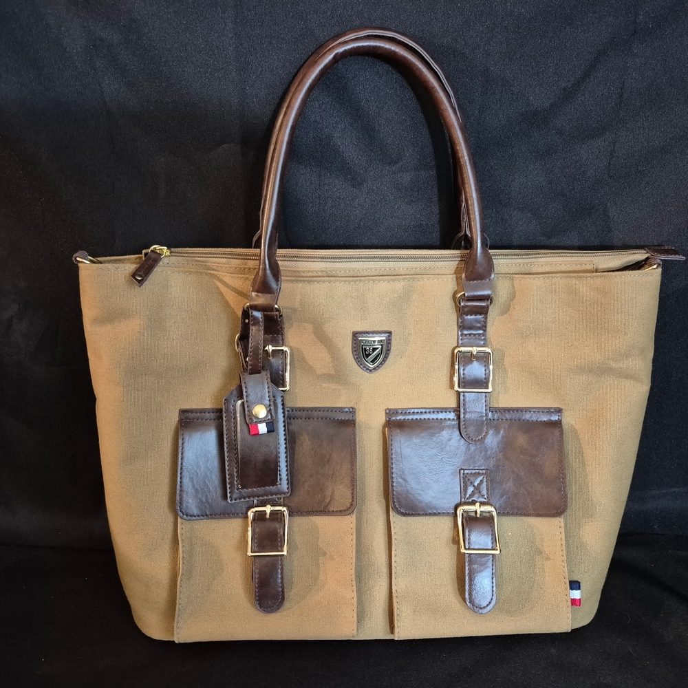 Cremiux Ladies Tote Travel Bag Khaki Capri Amalfi Coast Handbag Canvas.